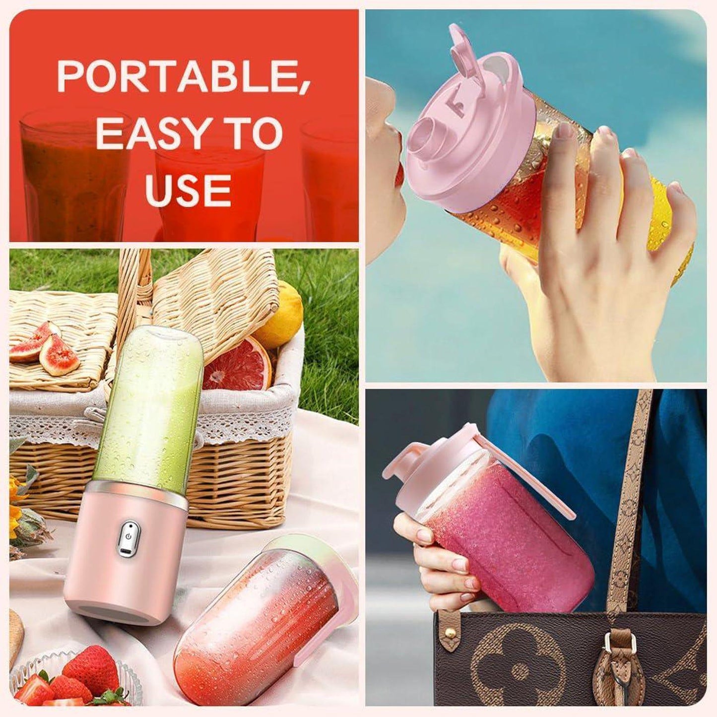 Frullatore Portatile USB per Smoothie e Frullati – Mini Blender Ricaricabile da Viaggio